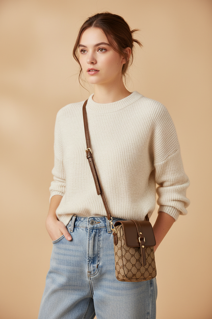 Women's checkered crossbody bag lifestyle shot