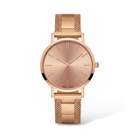 Women's Rose Gold Watch - Pure White Background